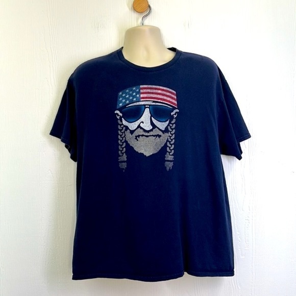 Delta - Willie Nelson Navy American Flag Graphic Short Sleeve T Shirt Size XL - Picture 2 of 8